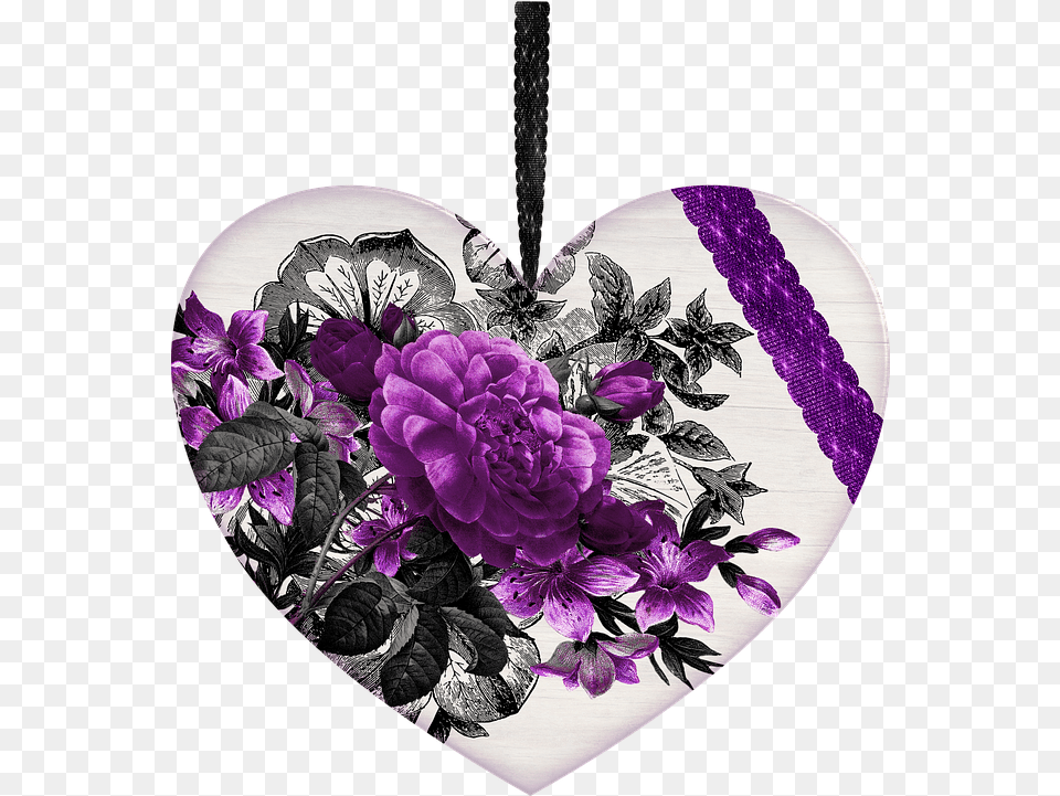 Flower Heart Heart Flowers Isolated Love Floral Cute Flower Dp For Whatsapp, Plant, Purple, Accessories, Dahlia Free Transparent Png