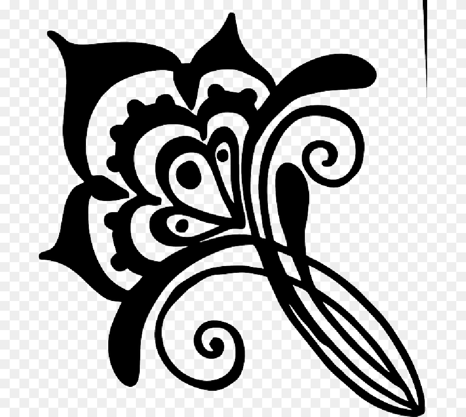 Flower Henna Artwork Silhouette Public Domain Mb Henna Silhouette, Art, Floral Design, Graphics, Pattern Png Image