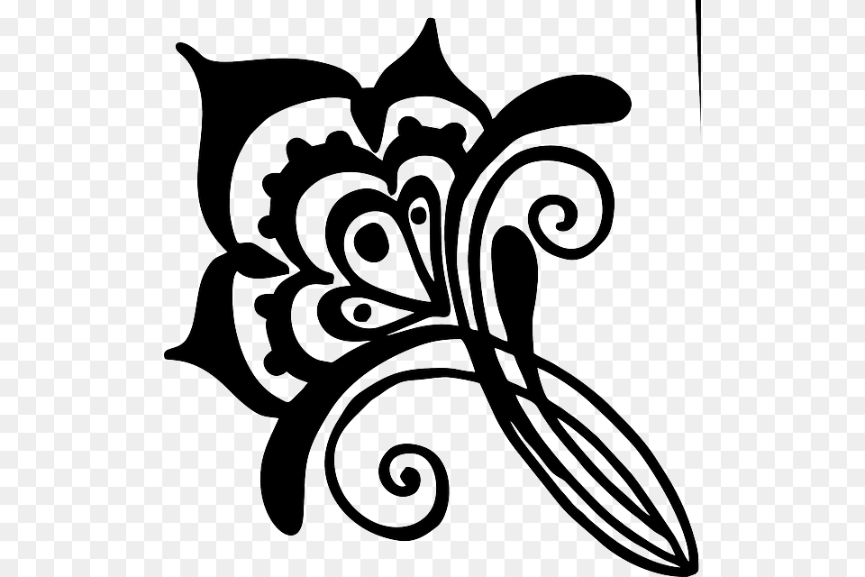 Flower Henna Vines Swirl Artwork Silhouette Henna Silhouette, Art, Floral Design, Graphics, Pattern Free Transparent Png