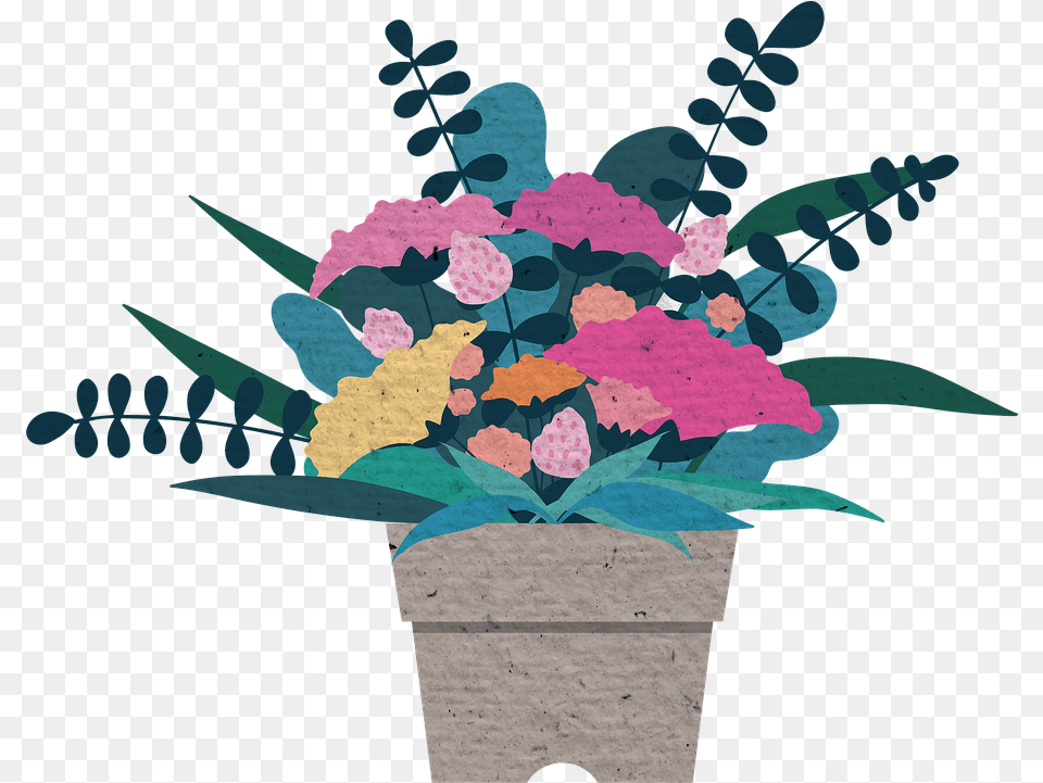 Flower Illustration Potted Plant Transparent Background Flowers Illustration, Art, Flower Arrangement, Flower Bouquet, Graphics Png Image