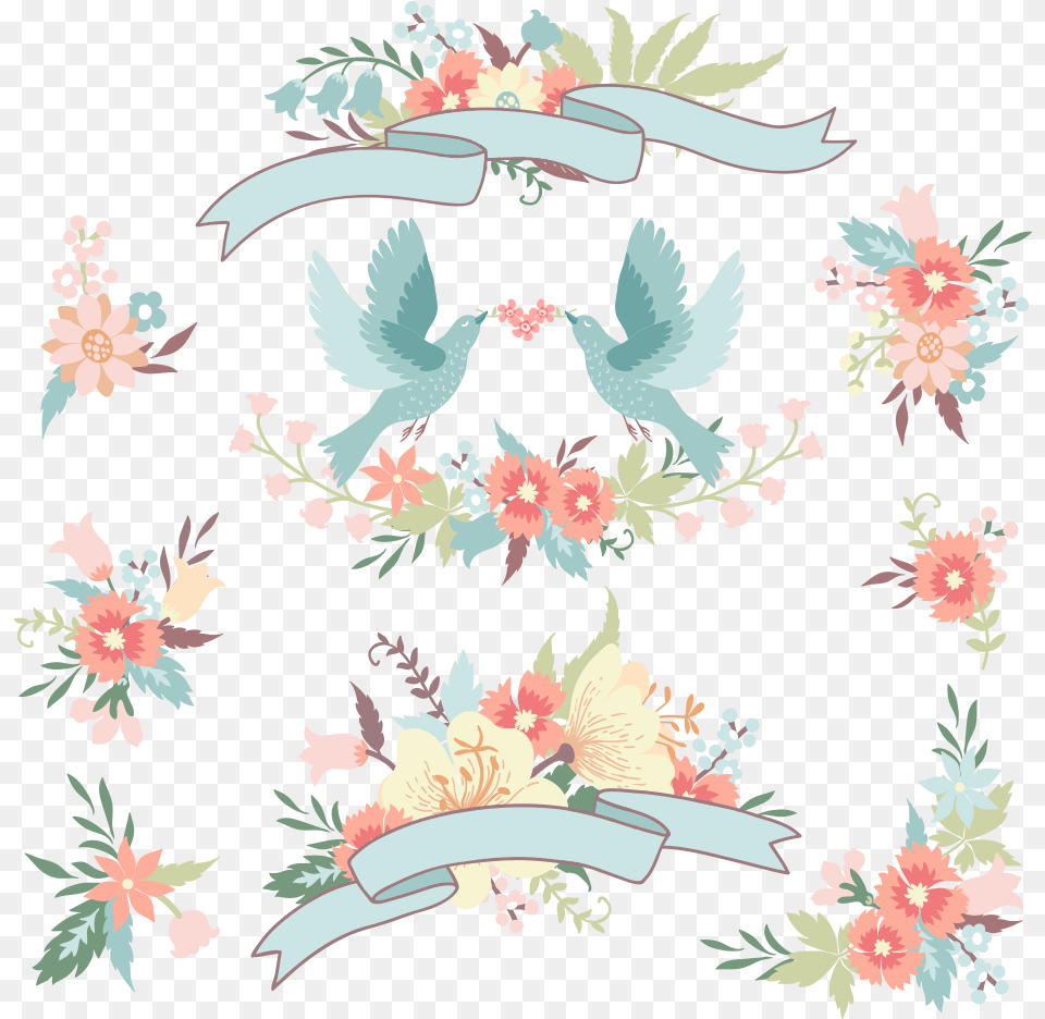 Flower Love Wedding Vector Invitation Love Birds For Wedding, Art, Floral Design, Graphics, Pattern Png Image