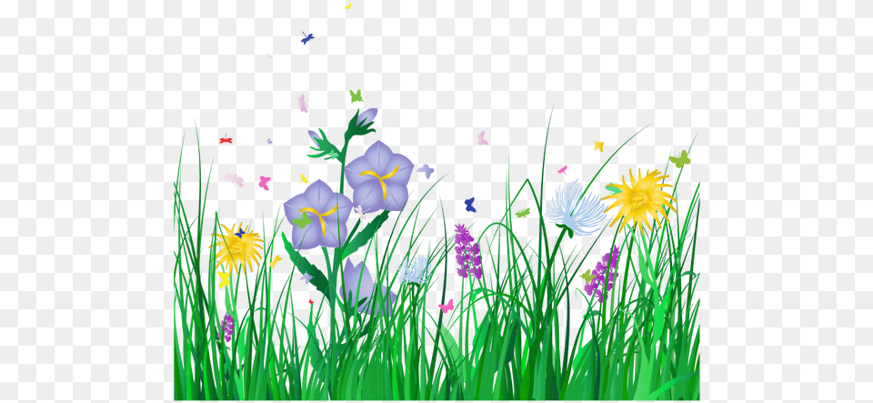 Flower Meadow Clipart Transparent Images U2013 Spring Flowers Clipart Transparent Background, Grass, Plant, Purple, Daisy Free Png Download