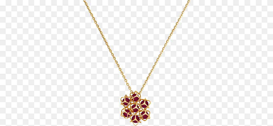 Flower Necklace 18ct Gold And Garnet Necklace, Accessories, Jewelry, Pendant, Diamond Png Image