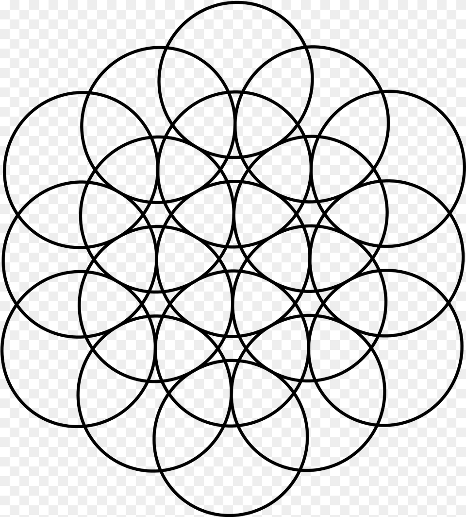 Flower Of Life 19 Circles, Gray Free Transparent Png