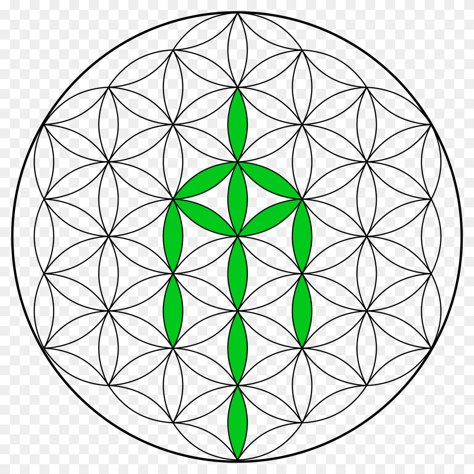 Flower Of Life, Green, Symbol, Astronomy, Moon Png Image
