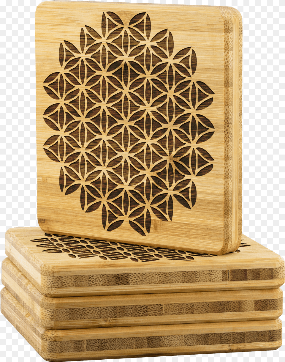 Flower Of Life Bamboo Coaster Set Drink Coaster Free Png