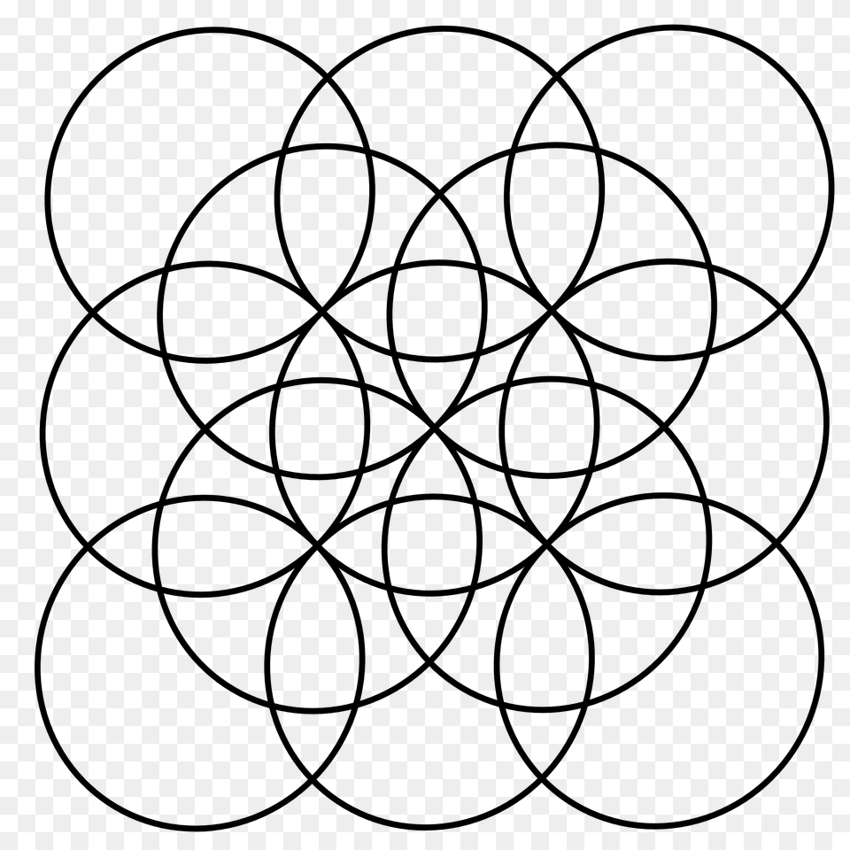 Flower Of Life Circles Square, Gray Free Png