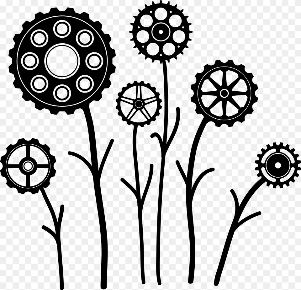 Flower Patch Of Gears Flower Patch, Gray Png Image