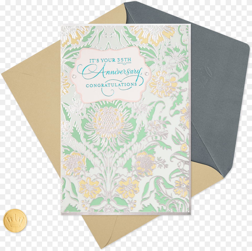 Flower Pattern 35th Anniversary Card, Envelope, Greeting Card, Mail Free Transparent Png