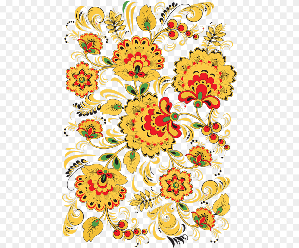 Flower Pattern Design Khokhloma Flower, Art, Floral Design, Graphics, Plant Free Png