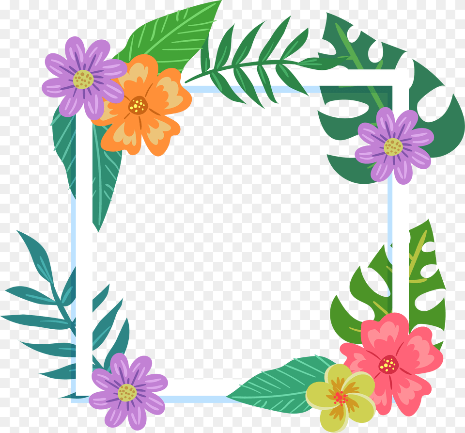 Flower Picture Frame Tropics Film Frame Free Floral Frame Clipart, Dahlia, Plant, Pattern, Mail Png Image