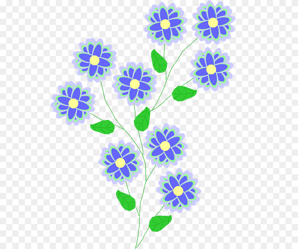 Flower Plants Spring Floral Vector Graphic On Pixabay Blue Flower Clip Art, Floral Design, Pattern, Graphics, Plant Free Png Download