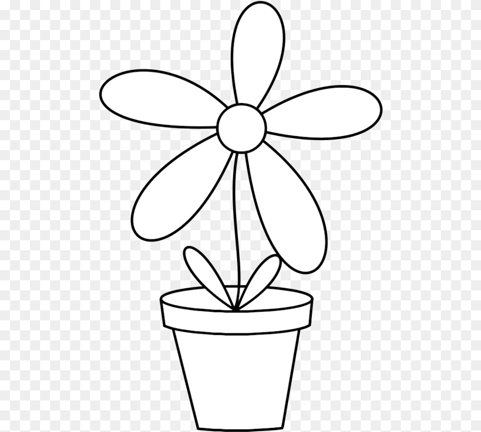 Flower Pot Clipart Black And White Black And White Flower Pot, Stencil, Machine, Appliance, Ceiling Fan Free Png Download