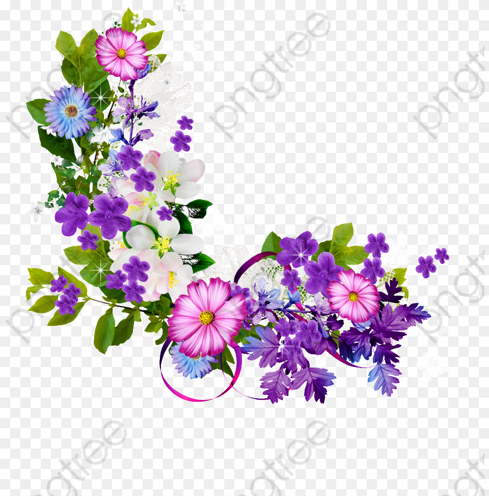 Flower Purple Bouquet Of Flowers Border Border Flower Hd, Art, Floral Design, Flower Arrangement, Flower Bouquet Png