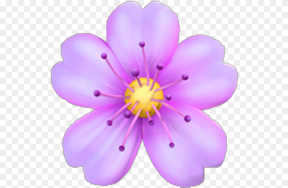 Flower Purple Emoji Flower Emoji, Anemone, Anther, Geranium, Petal Png Image