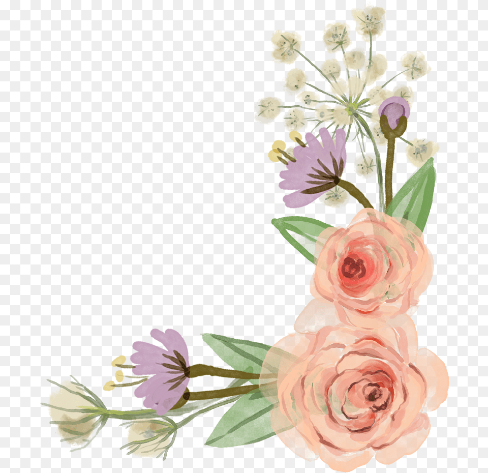 Flower Rose Clip Art Flower Border Download Flower Border, Plant, Pattern, Graphics, Flower Bouquet Png Image