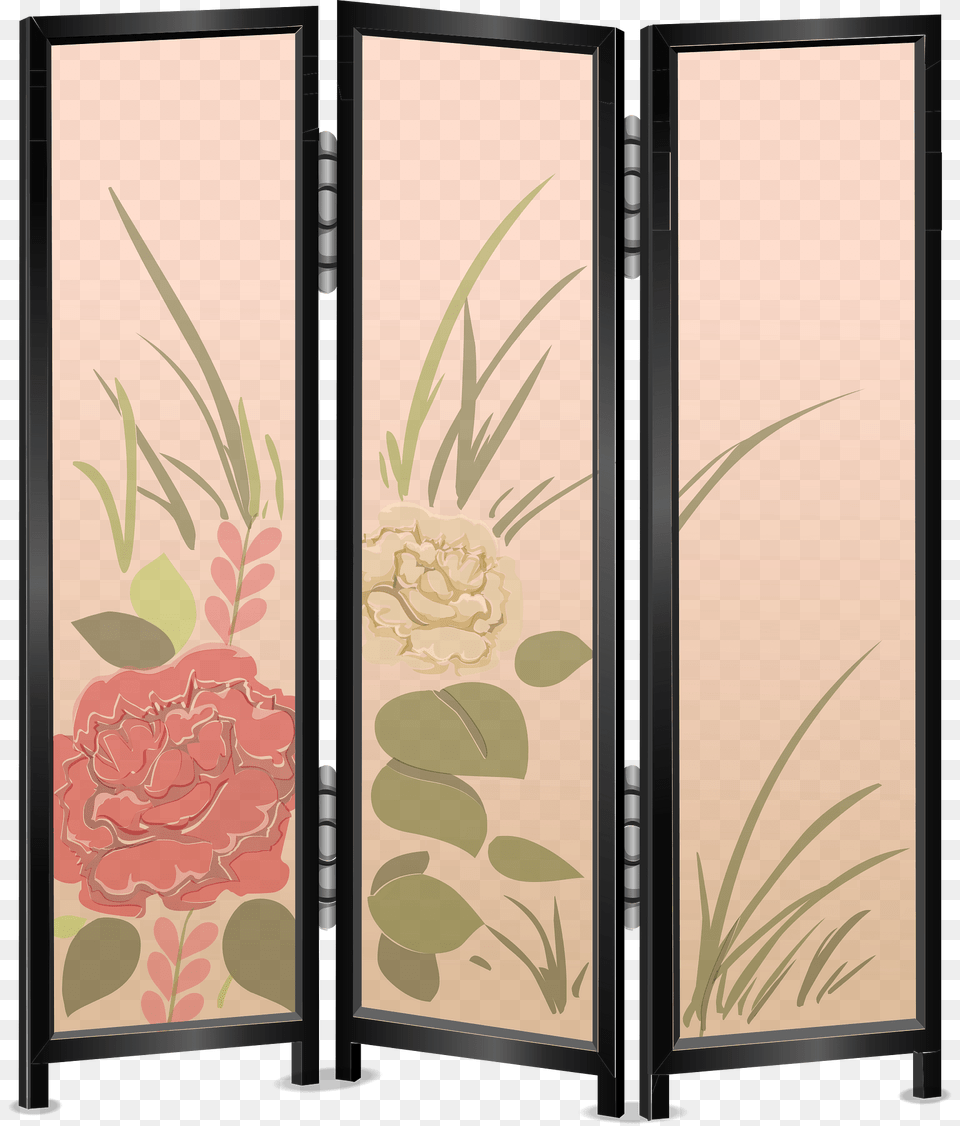 Flower Screen Decor Clipart, Door, Folding Door, Plant, Rose Free Png