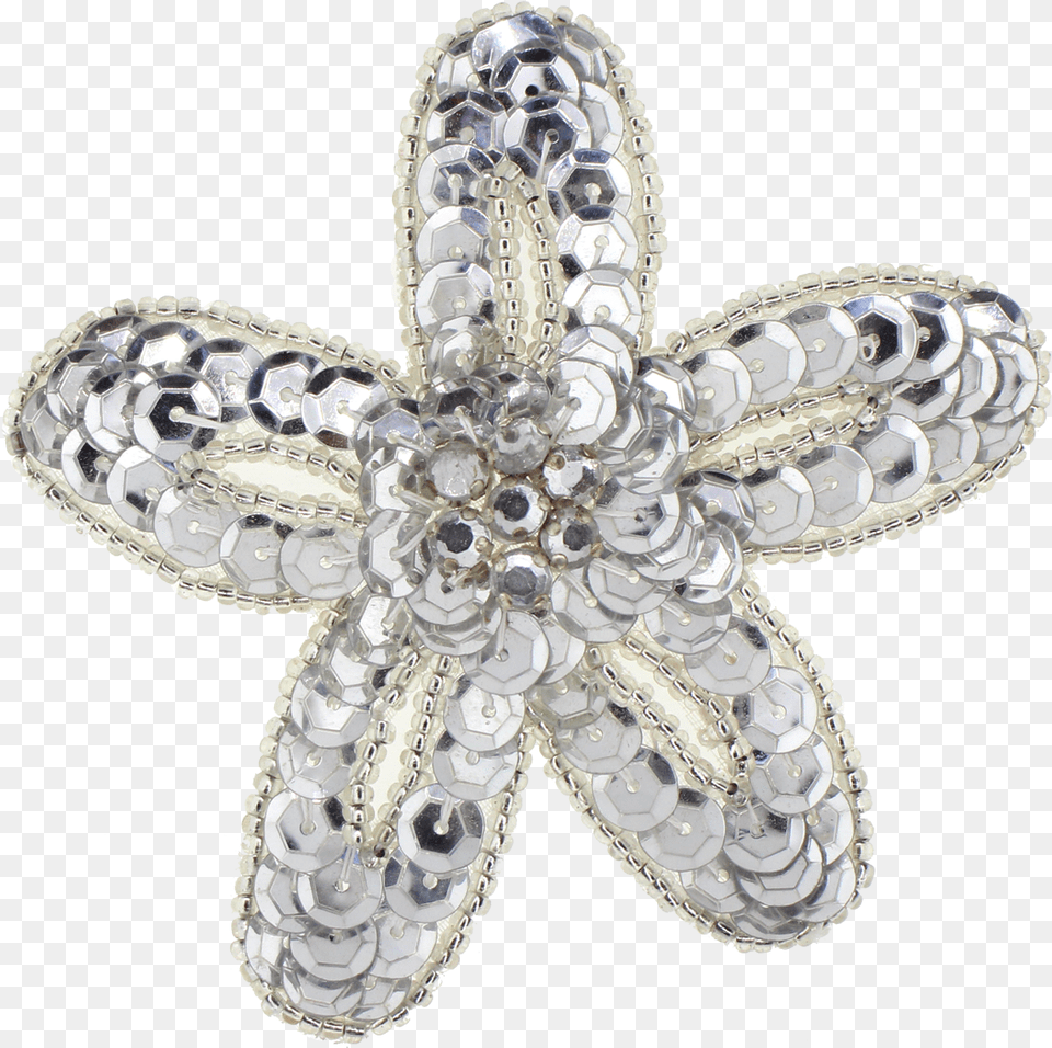 Flower Sequinbeadedrhinestone Applique Body Jewelry, Accessories, Brooch Png Image