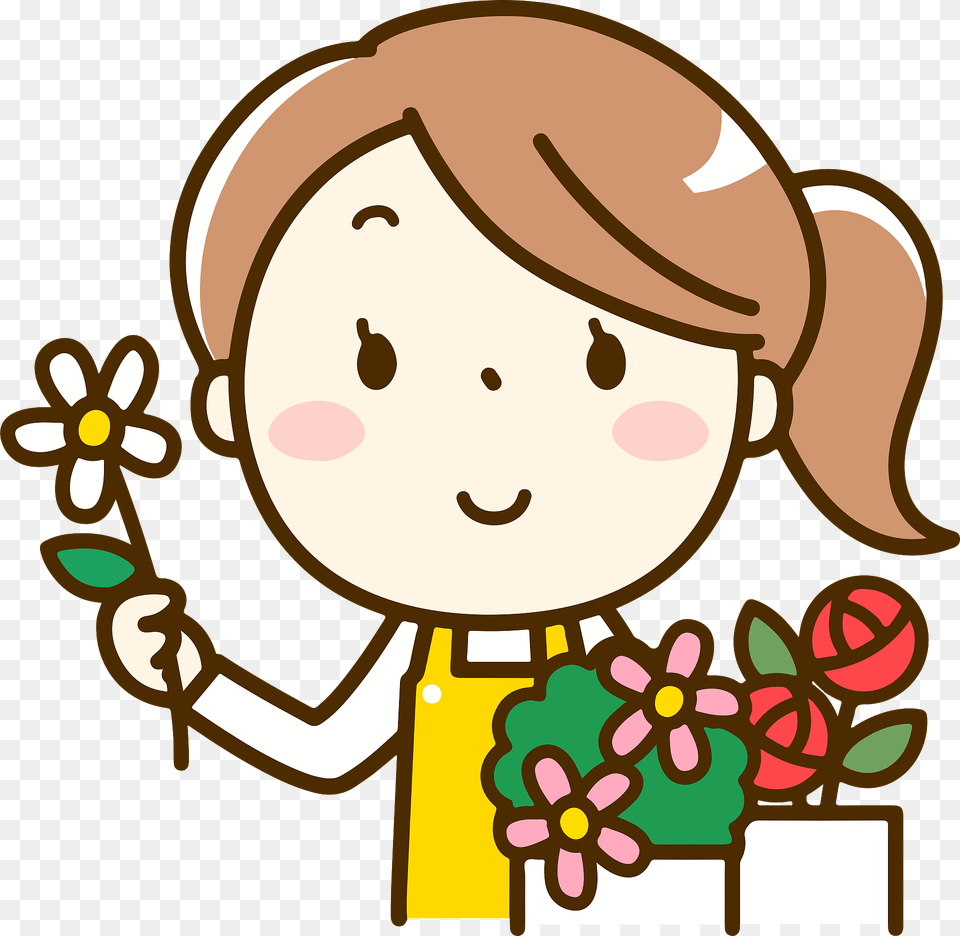 Flower Shop Staff Clipart, Art, Graphics, Baby, Person Free Png