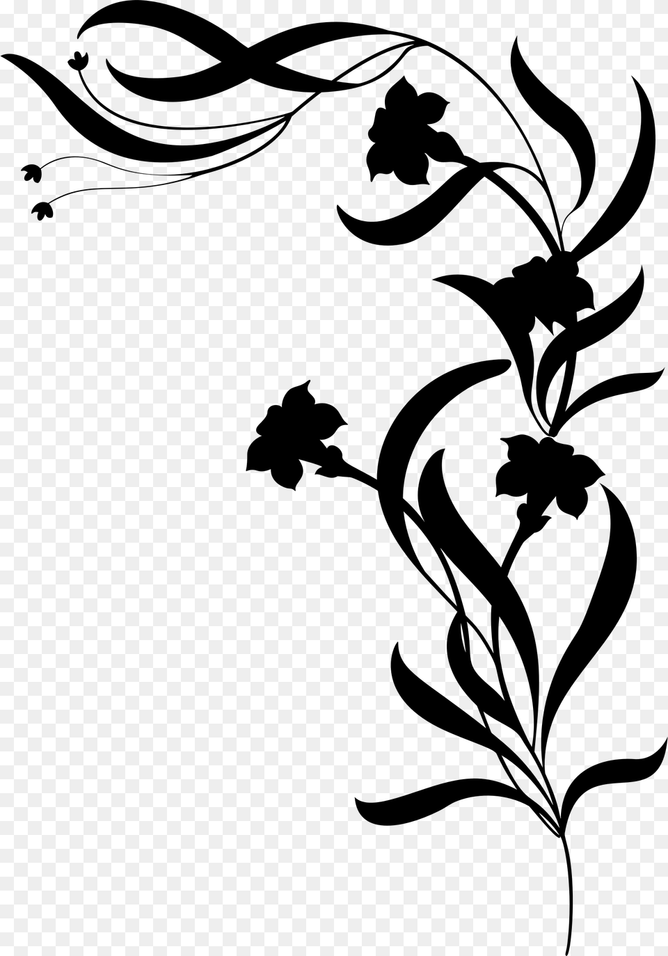 Flower Silhouette Pictures At Getdrawings Flower Vine Clip Art Black And White, Gray Png