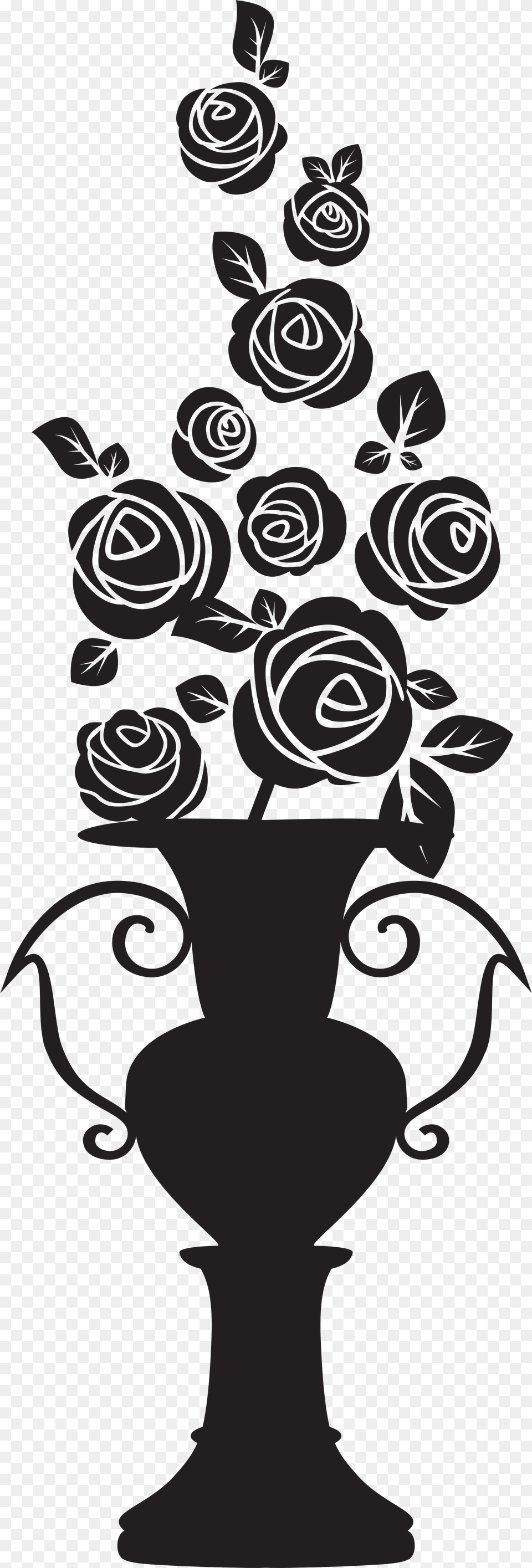 Flower Silhouette Rose Silhouette, Pottery, Art, Pattern, Graphics Png