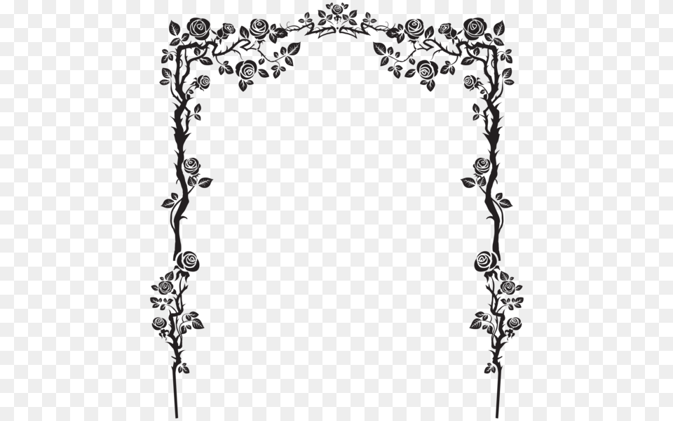 Flower Silhouette Vector Frame Frame Flower Border Black And White, Arch, Architecture, Art, Floral Design Png Image