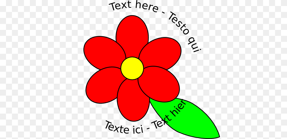 Flower Six Red Petals Black Outline Green Leaf With Upper, Petal, Plant, Anemone, Daisy Free Png