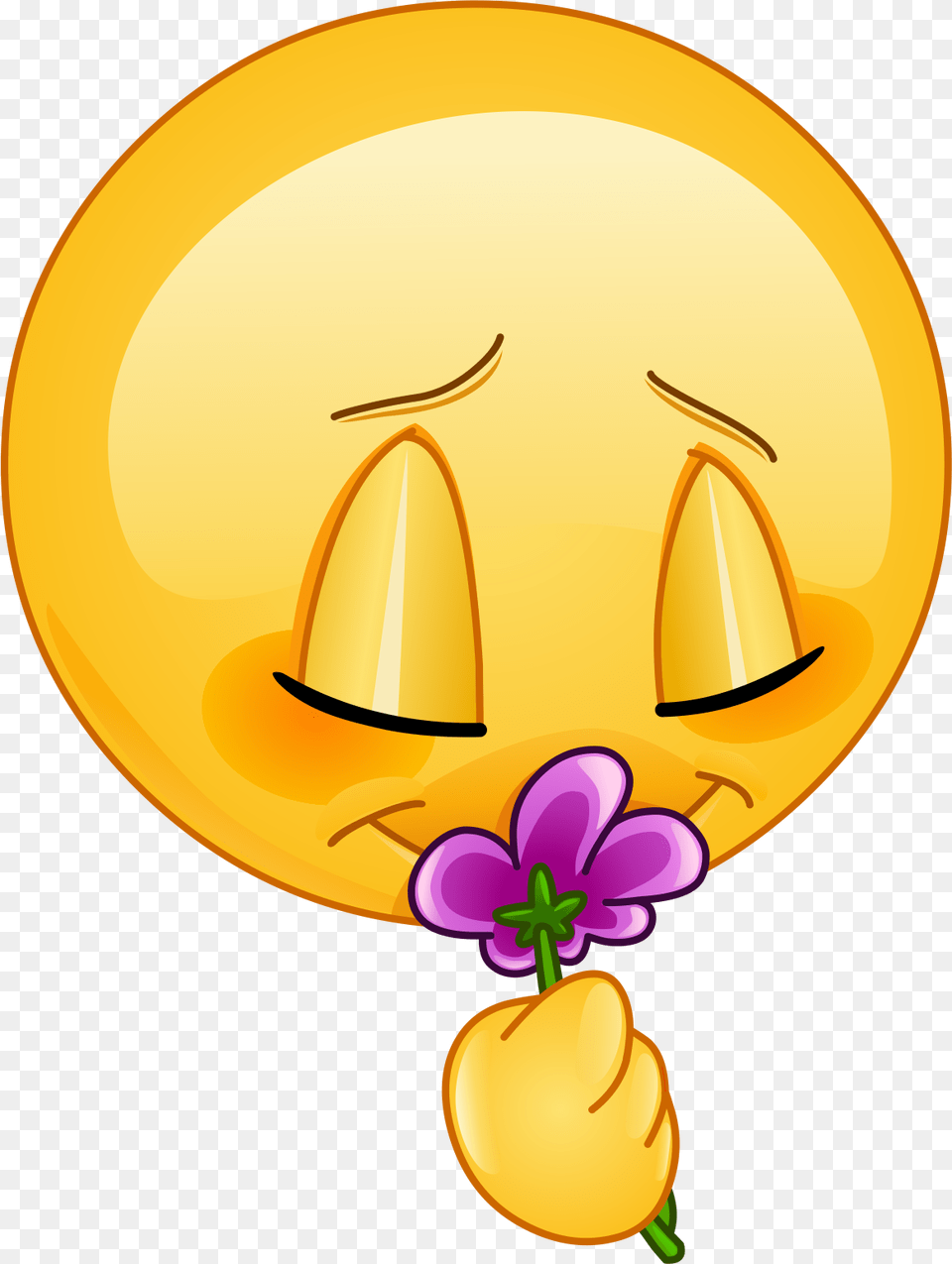 Flower Smelling Emoji 189 Decal Unhappy Face, Petal, Plant, Balloon, Clothing Png Image