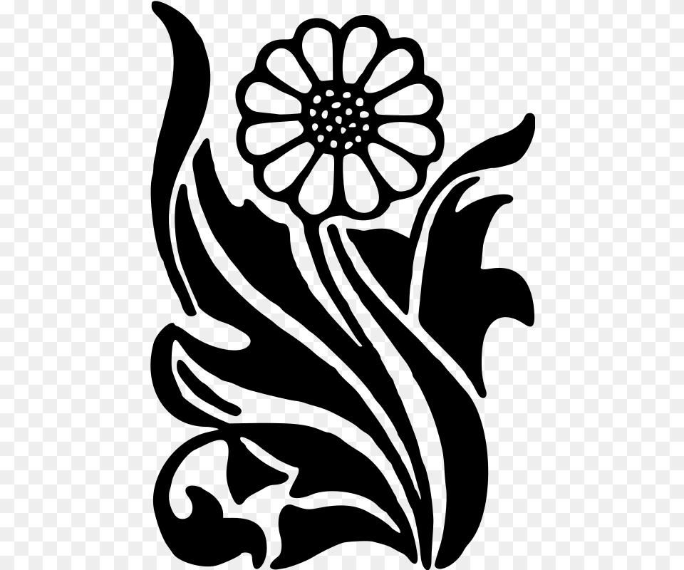 Flower Stencil Art Bunga, Gray Free Png