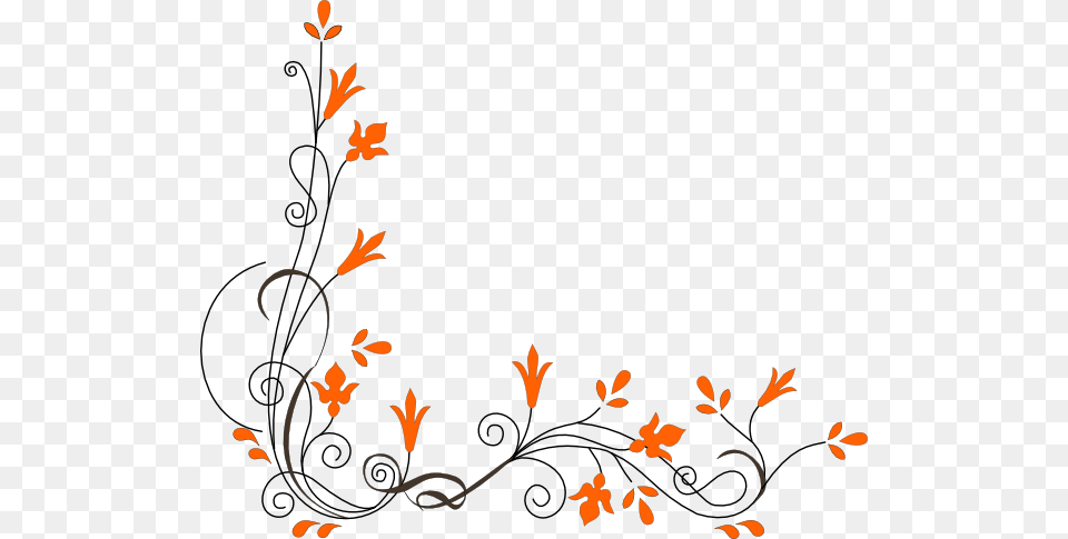 Flower Swirls Leaf Border Design Black And White, Art, Floral Design, Graphics, Pattern Free Png Download