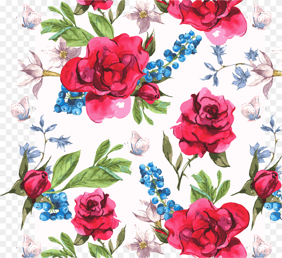 Flower T Shirt Design Download Fondo Vintage Rojo Con Rosas, Art, Floral Design, Graphics, Pattern Free Png