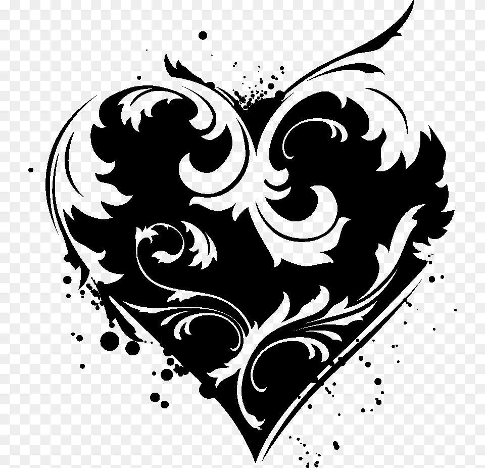 Flower Tattoo Clipart Clipart Transparent Stock Heart Black Heart, Gray Free Png Download