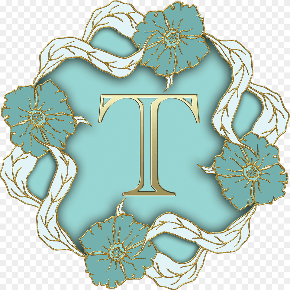 Flower Theme Capital Letter T, Pattern, Art, Herbal, Herbs Png Image