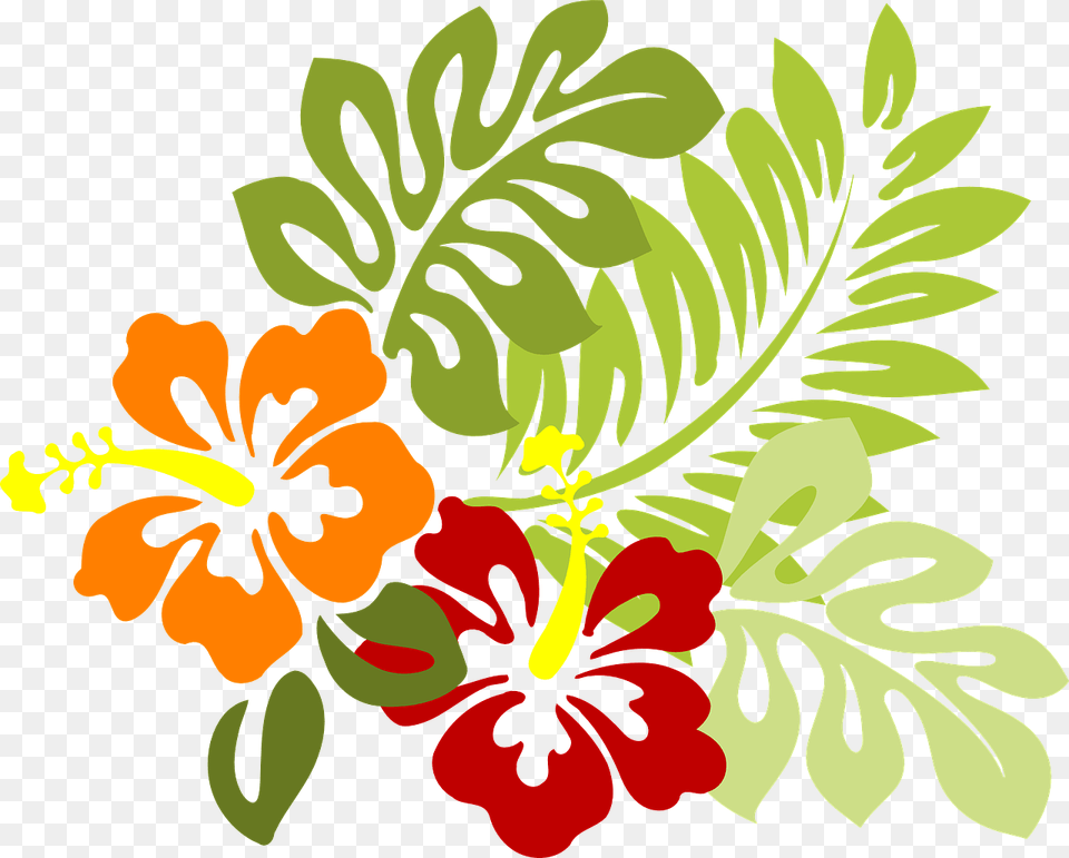 Flower Tropical Leaves Vector Graphic On Pixabay Hibiscus Clip Art, Plant, Floral Design, Graphics, Pattern Free Png Download