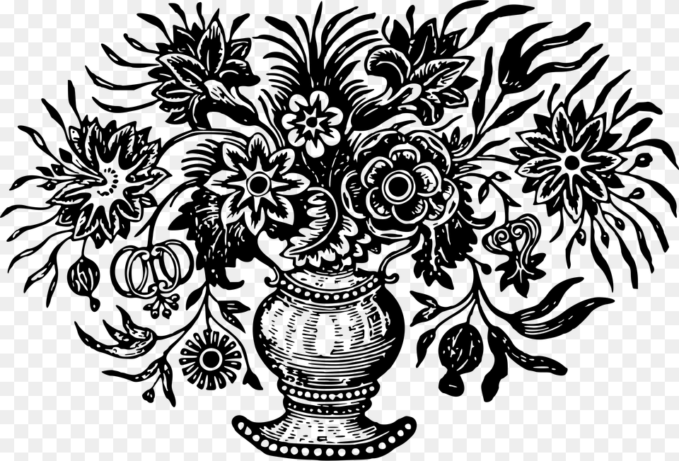 Flower Vase Black N White, Gray Free Transparent Png