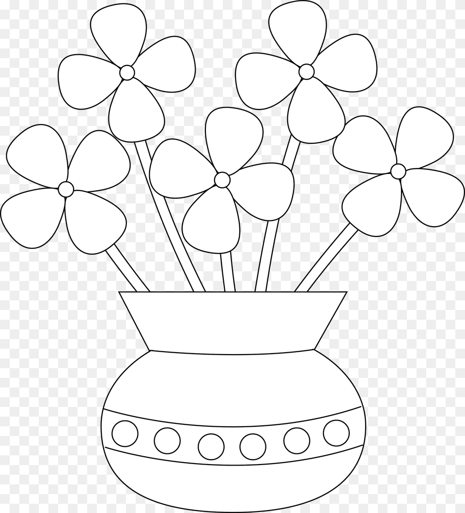 Flower Vase Clipart Black And White Picture Black And Easy Flower Vase Drawing For Kids, Jar, Pottery, Art, Plant Free Png