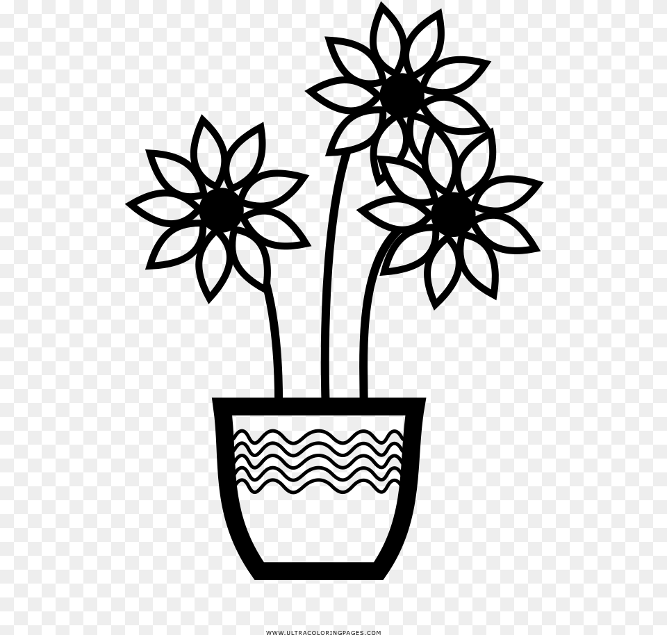 Flower Vase Coloring, Gray Free Png Download