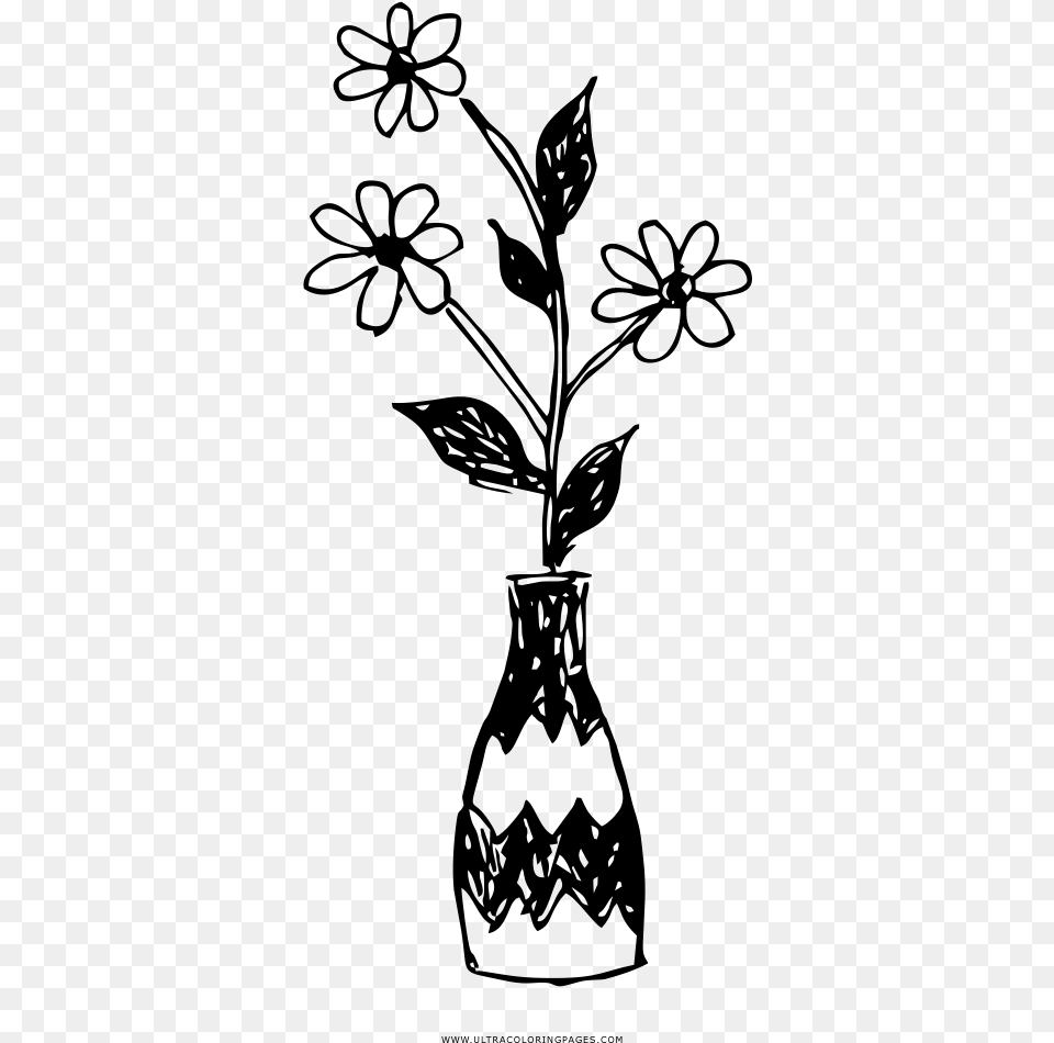 Flower Vase Coloring, Gray Free Png Download