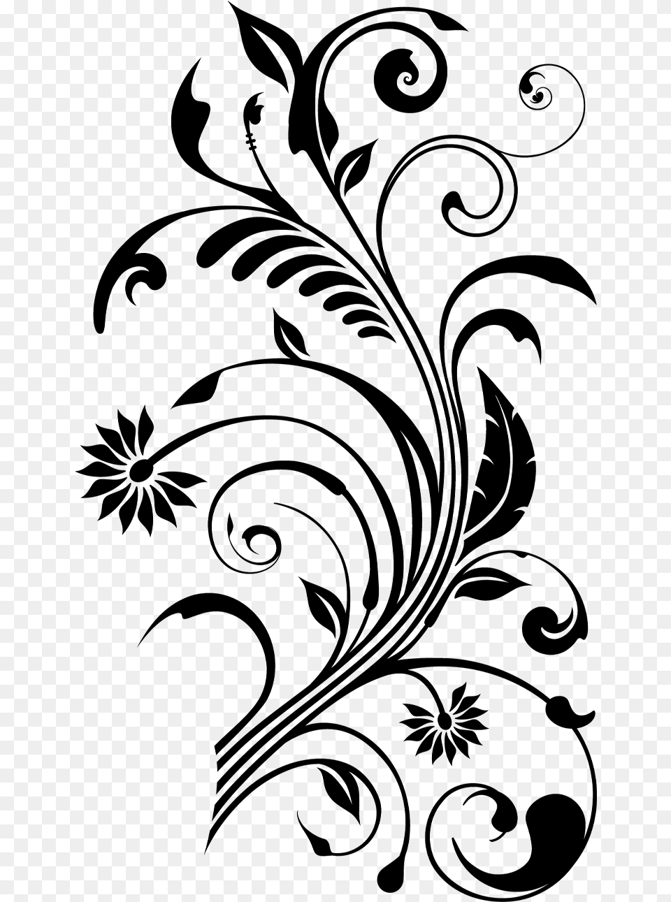 Flower Wall Mural Gambar Pattern Bunga, Gray Png Image