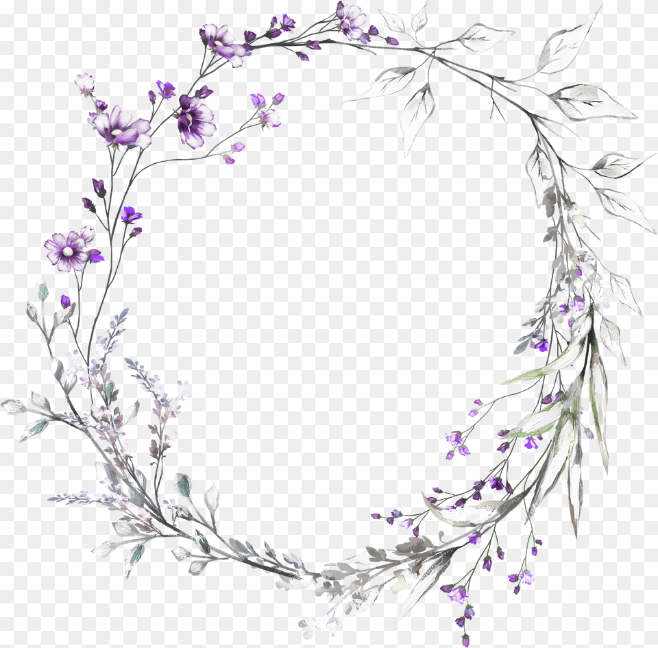 Flower Watercolor Drawing Wreath Full Lavender Drawing Free Png