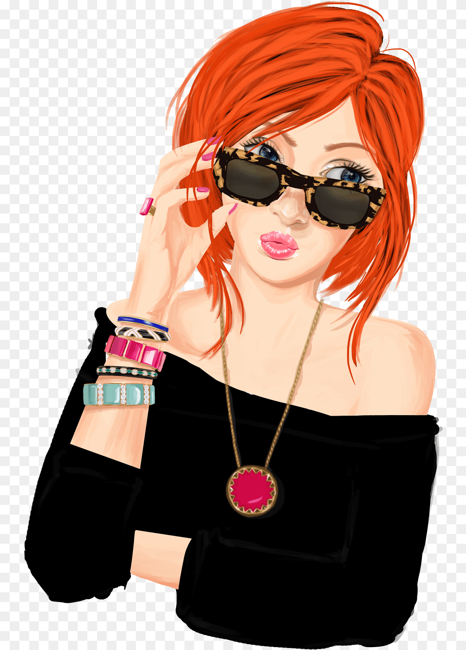 Flower Watercolor Illustration, Accessories, Sunglasses, Person, Necklace Free Png