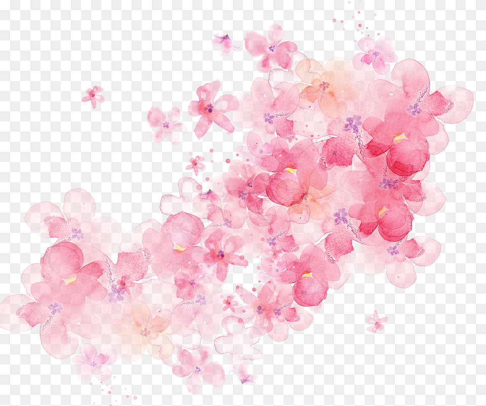 Flower Watercolor Painting Flowers Shading Pink Png