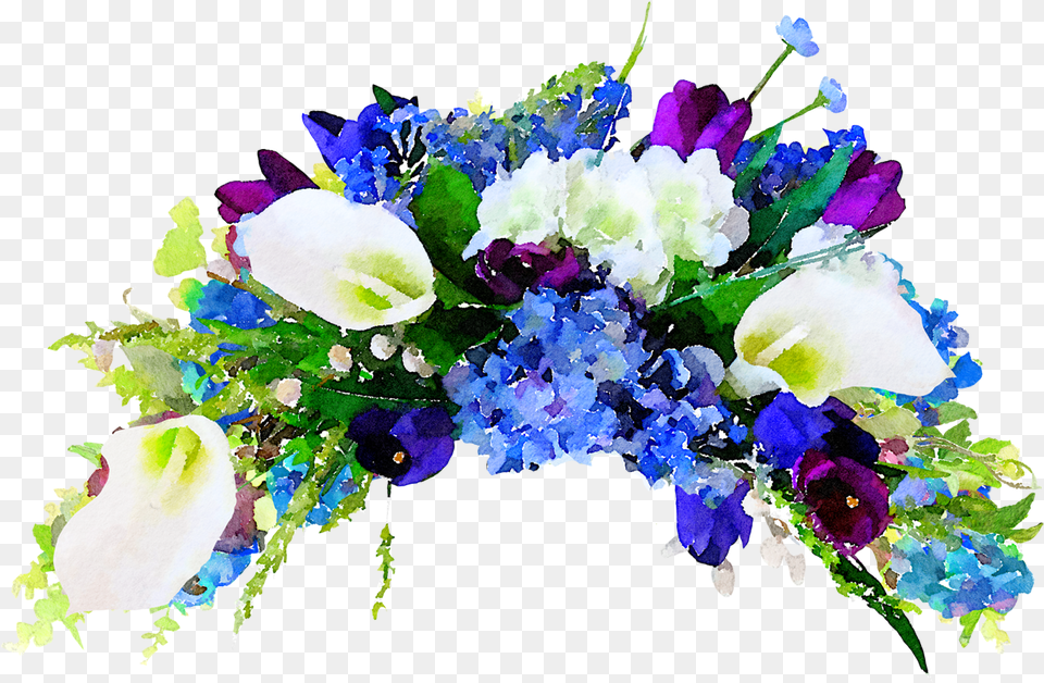 Flower Watercolor Water Color Flowers Blue, Flower Arrangement, Flower Bouquet, Plant, Art Free Transparent Png