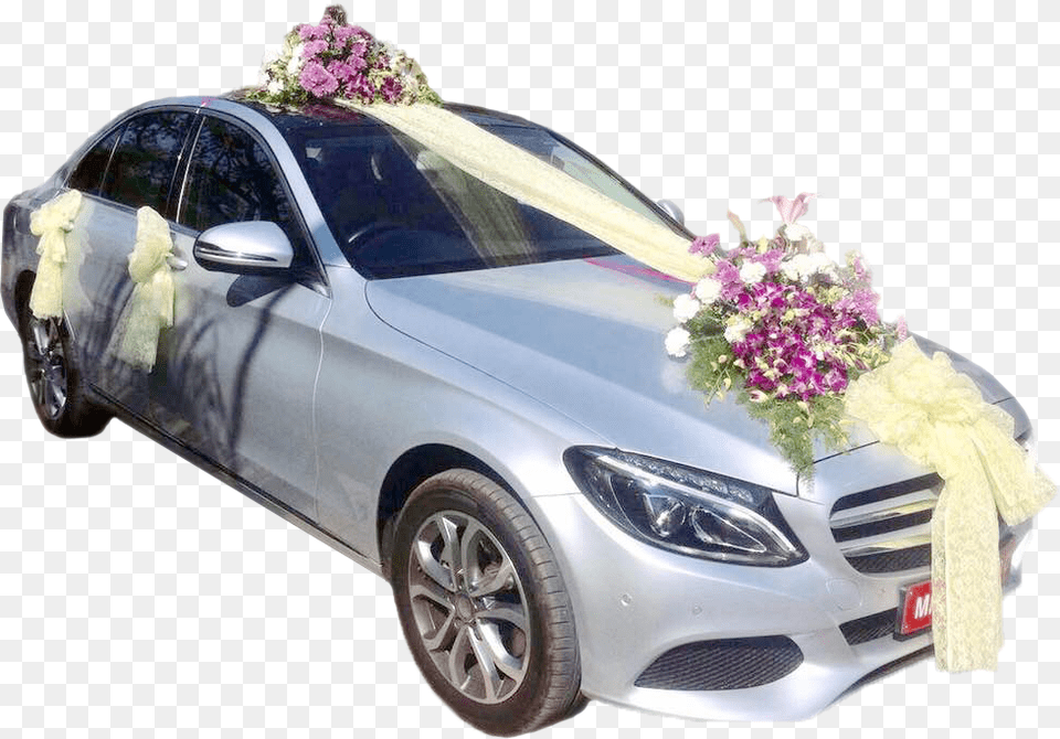 Flower Wedding Car Decoration, Plant, Vehicle, Flower Arrangement, Flower Bouquet Png Image