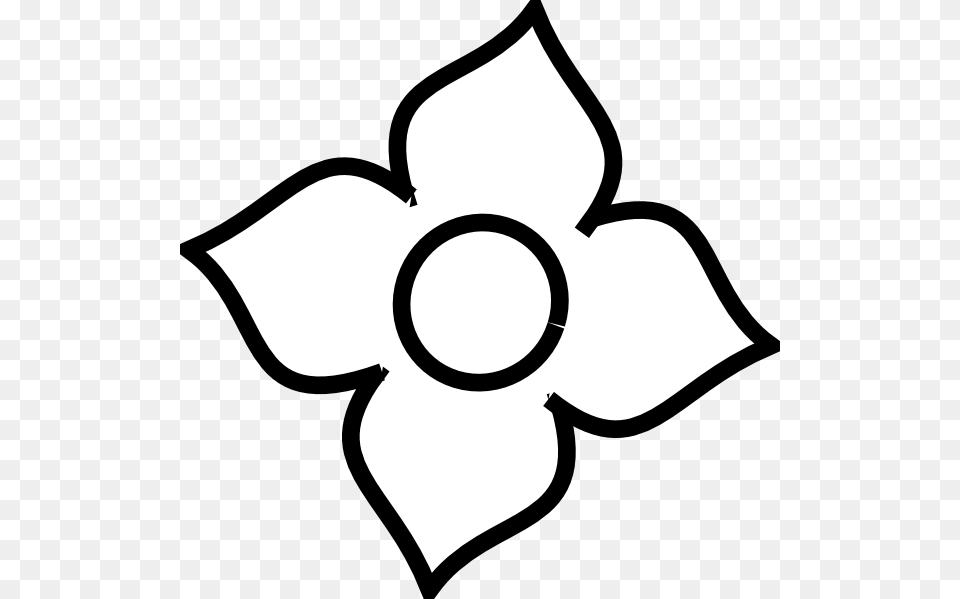Flower White Clip Art Four Petal Flower Outline, Stencil, Symbol, Bow, Weapon Free Png