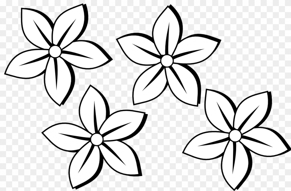 Flower With Stem Easy Small Flower Drawings, Stencil, Pattern, Plant, Art Free Png Download