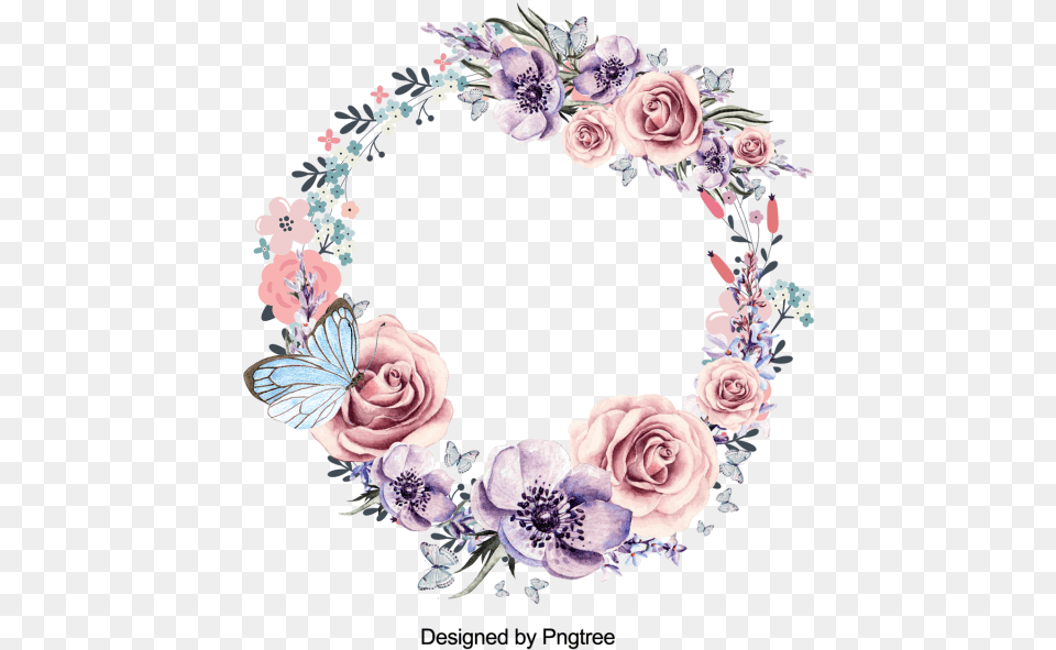Flower Wreath, Pattern, Plant, Rose, Art Png Image