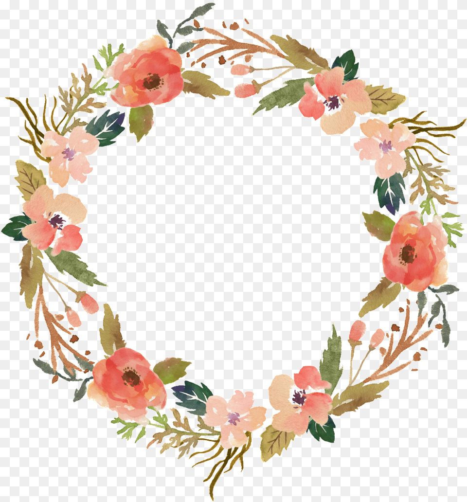 Flower Wreath Hand Painted Watercolor Ornamental Thanksgiving Wreath Clipart, Art, Floral Design, Graphics, Pattern Png