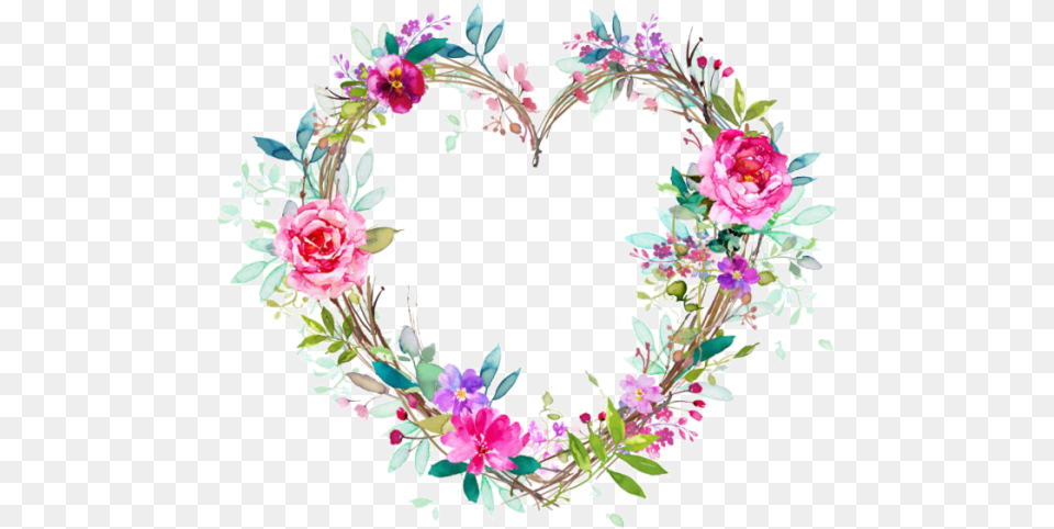 Flower Wreath Heart, Art, Floral Design, Graphics, Pattern Free Png