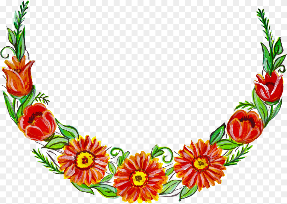 Flower Wreath Painting Transparent Vol2 Onlygfxcom Shradhanjali Photo Frame, Accessories, Pattern, Necklace, Jewelry Free Png Download